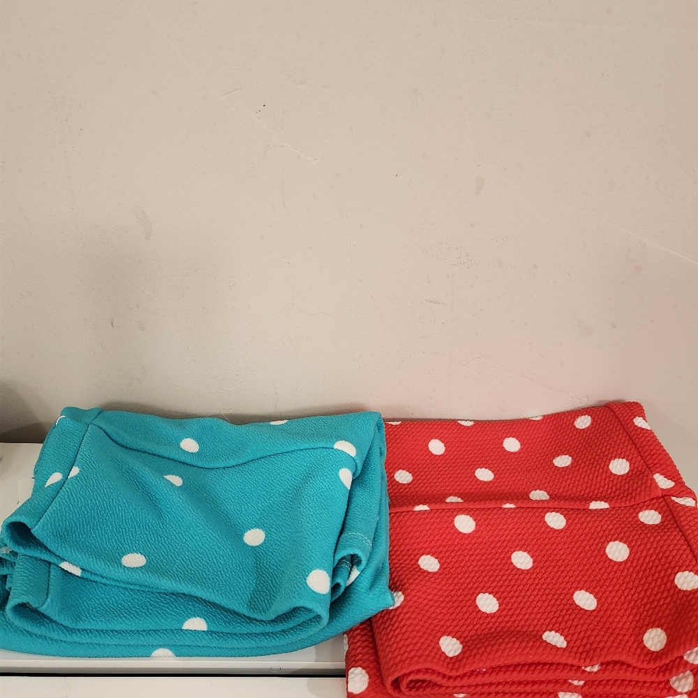 LuLaRoe Pencil Skirts - Teal and Red Polka Dot